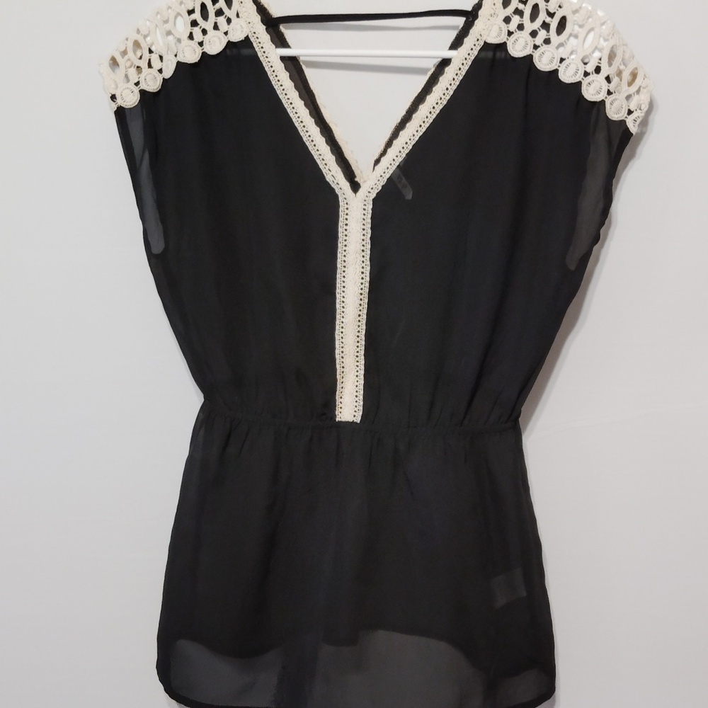 Sheer Eyelet embroidery fashion top